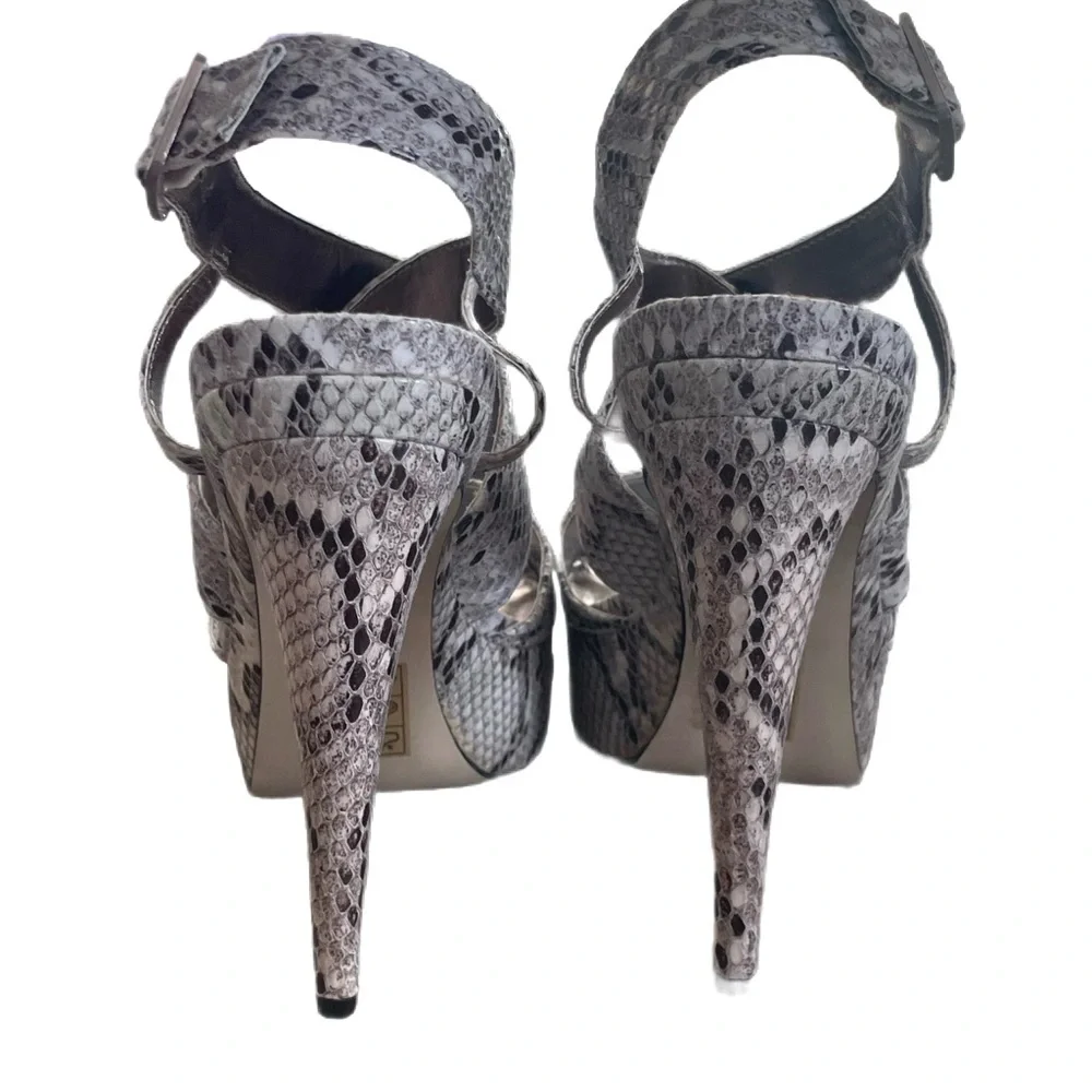 New Madden Girl Python Snakeskin Open Toe Platform Stiletto Heels Size 10